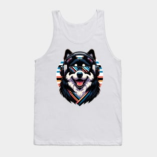 Croatian Sheepdog Smiling DJ with Headphones and Sunglasses Tank Top